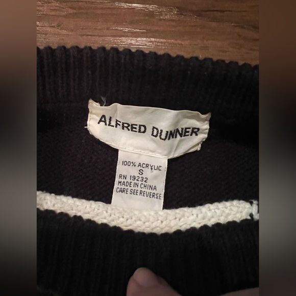 Vintage 90s Black White Sequin Sweater small Alfred Dunner Crew Neck - Picture 3 of 3
